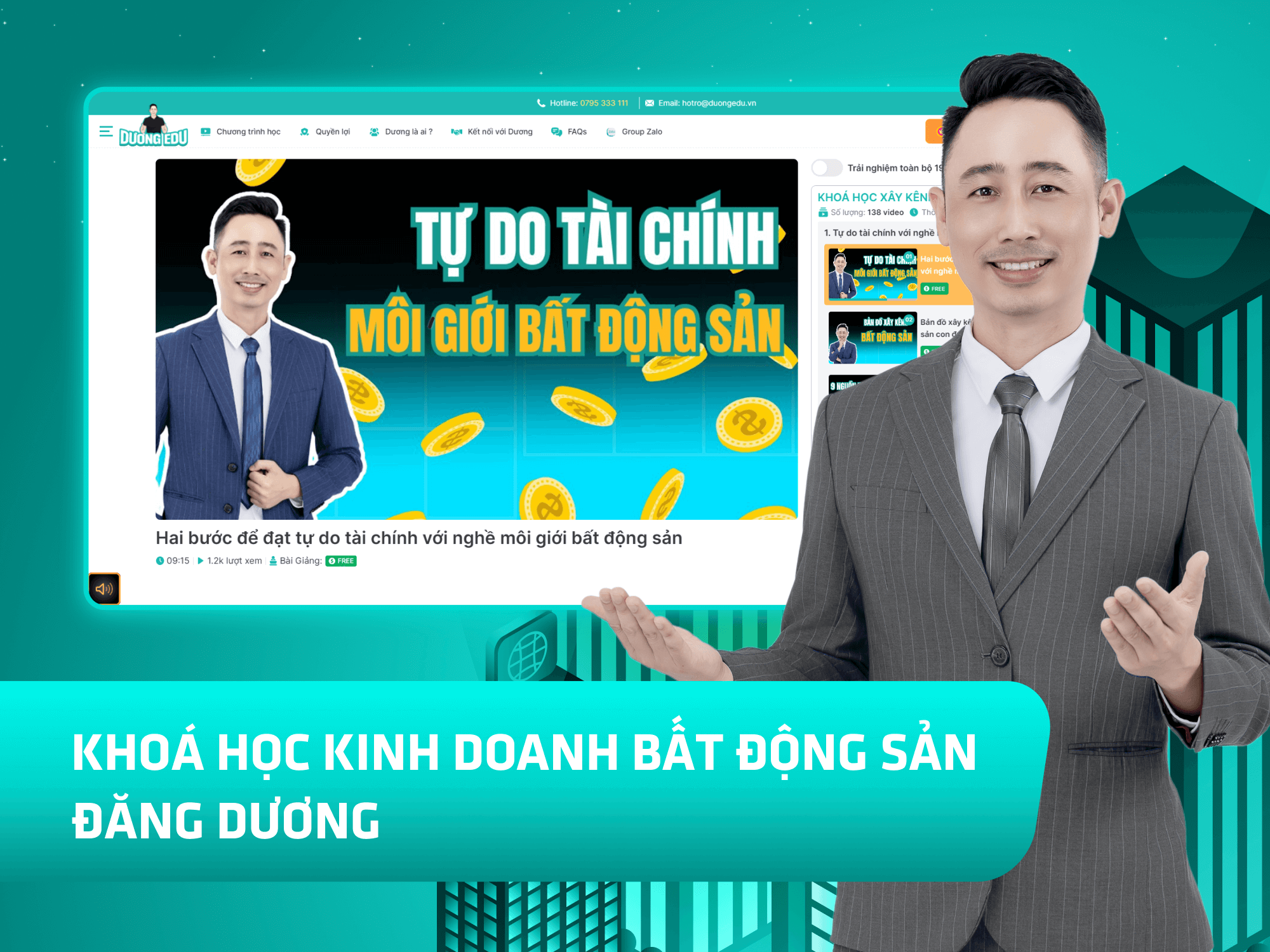 Website khoá học Dương Edu vận hành trên MONA eLearning