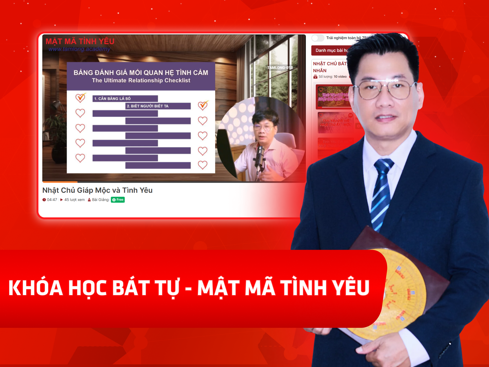 Website khoá học Tâm Long Academy vận hành trên MONA eLearning
