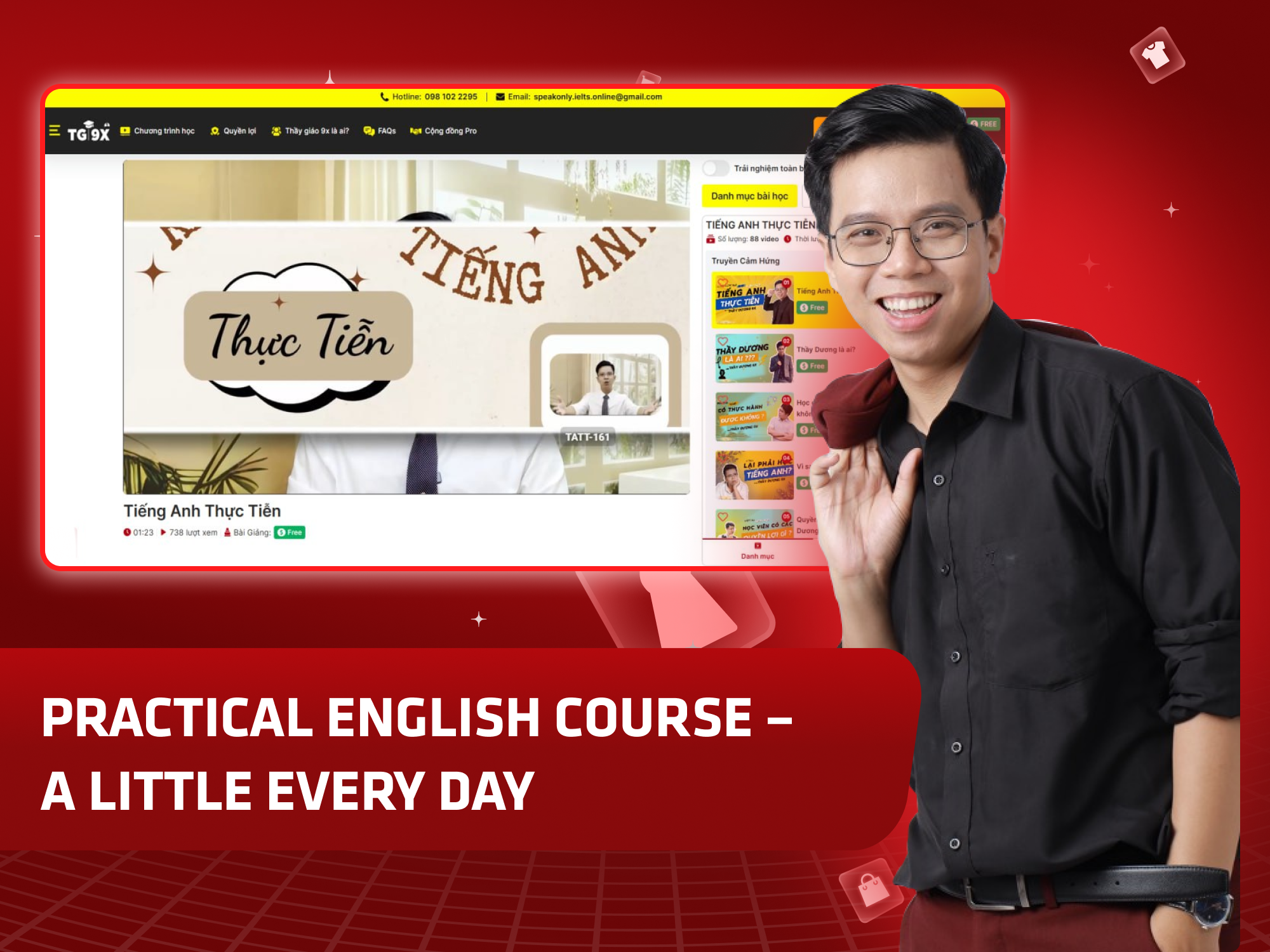 Website khoá học Tiếng Anh Thực Tiễn Academy vận hành trên MONA eLearning