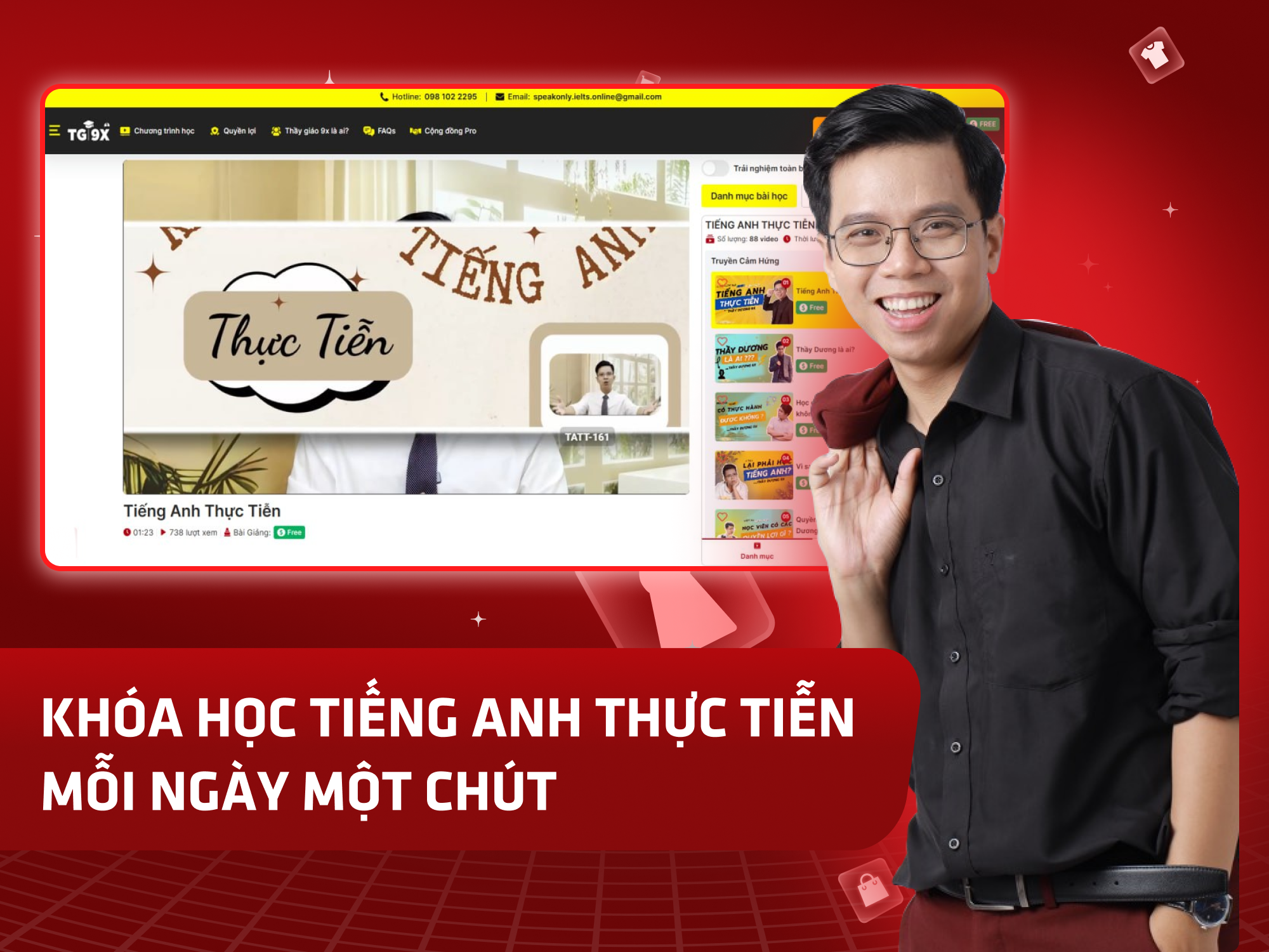 Website khoá học Tiếng Anh Thực Tiễn Academy vận hành trên MONA eLearning