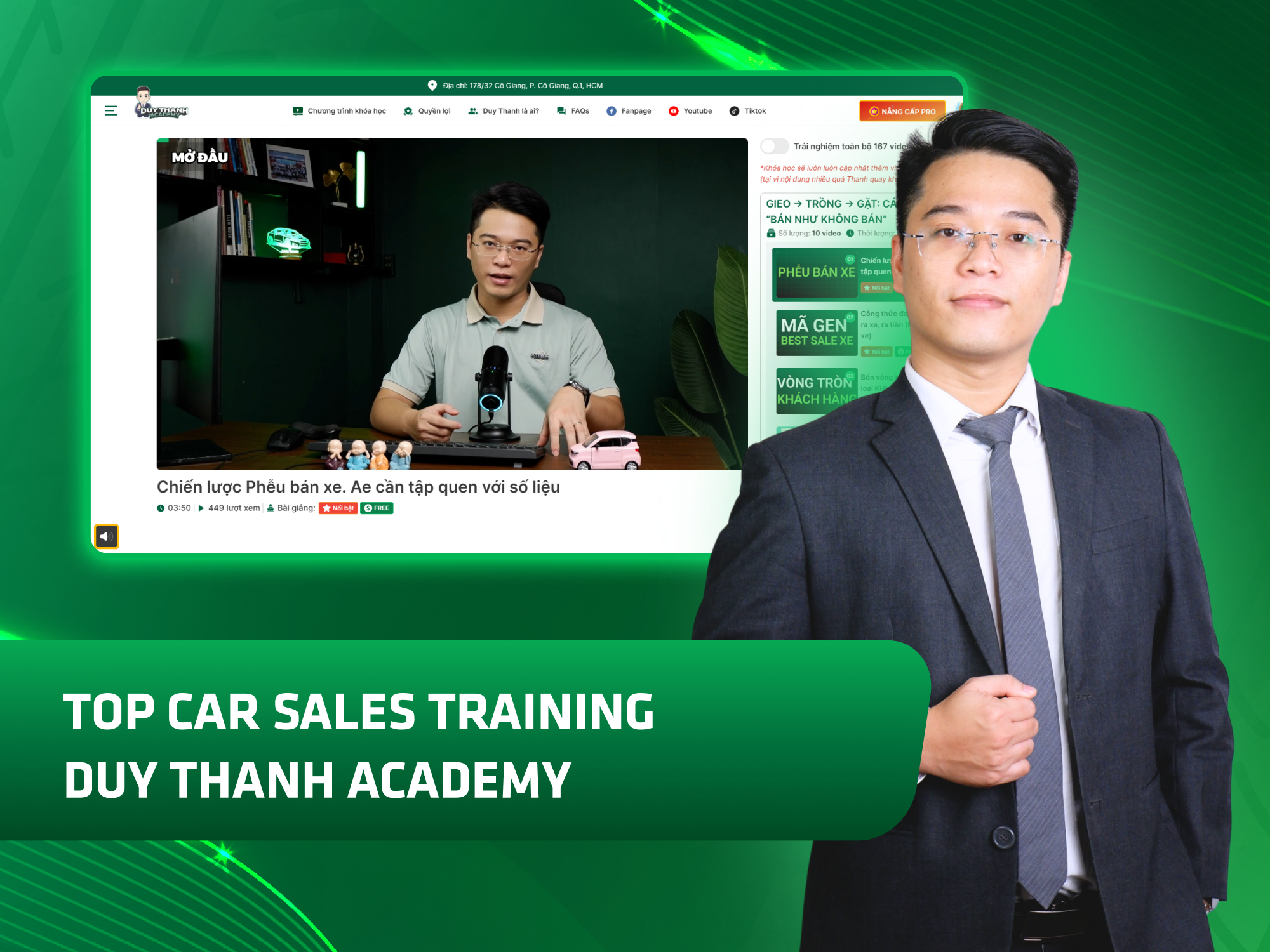 Website khoá học Duy Thành Academy vận hành trên MONA eLearning