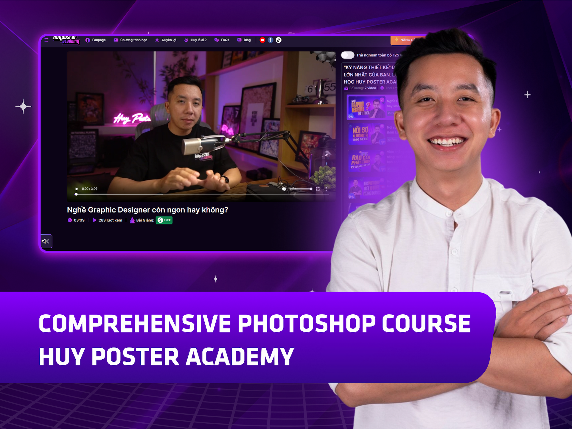 Website khoá học Huy Poster Academy trên MONA eLearning