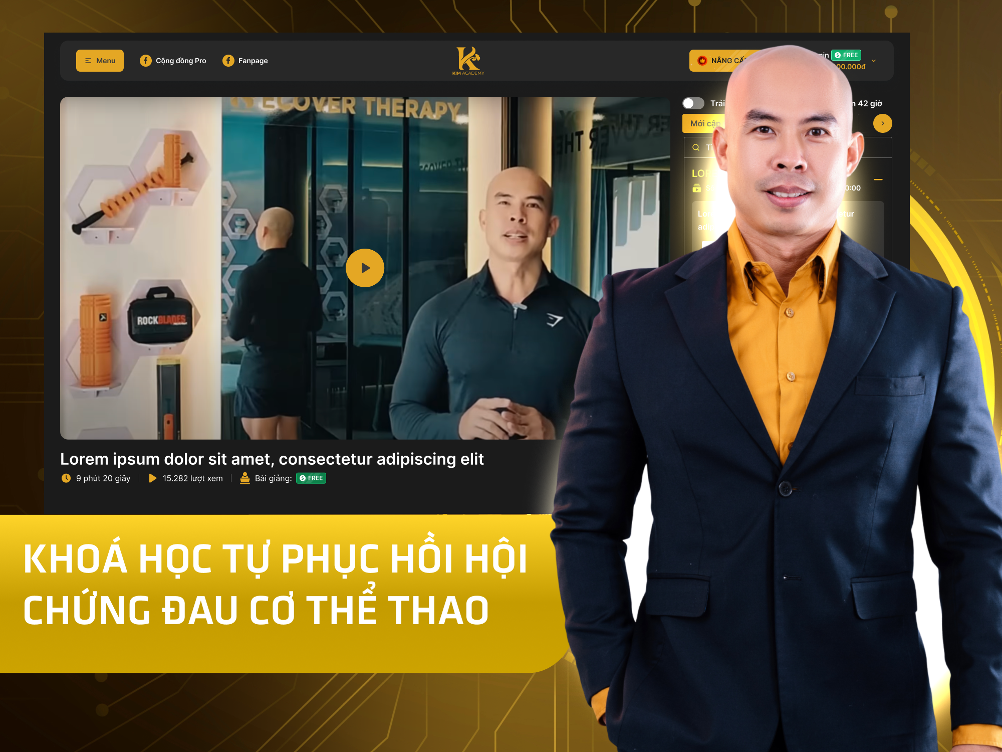 Website khoá học Kim Academy vận hành trên MONA eLearning