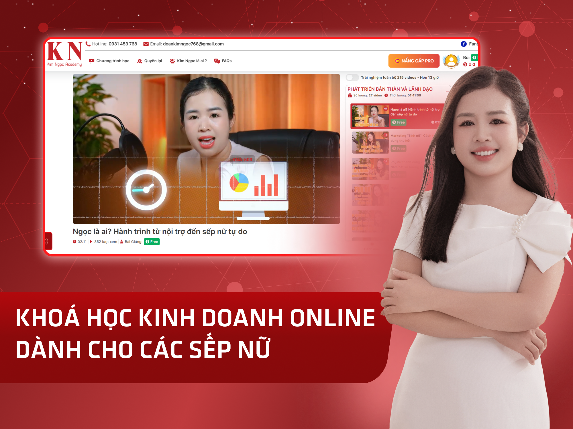 Website khoá học Kim Ngọc Academy vận hành trên MONA eLearning