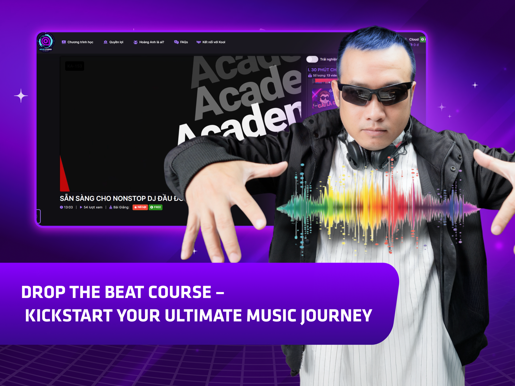 Website khoá học Kool Academy vận hành trên MONA eLearning