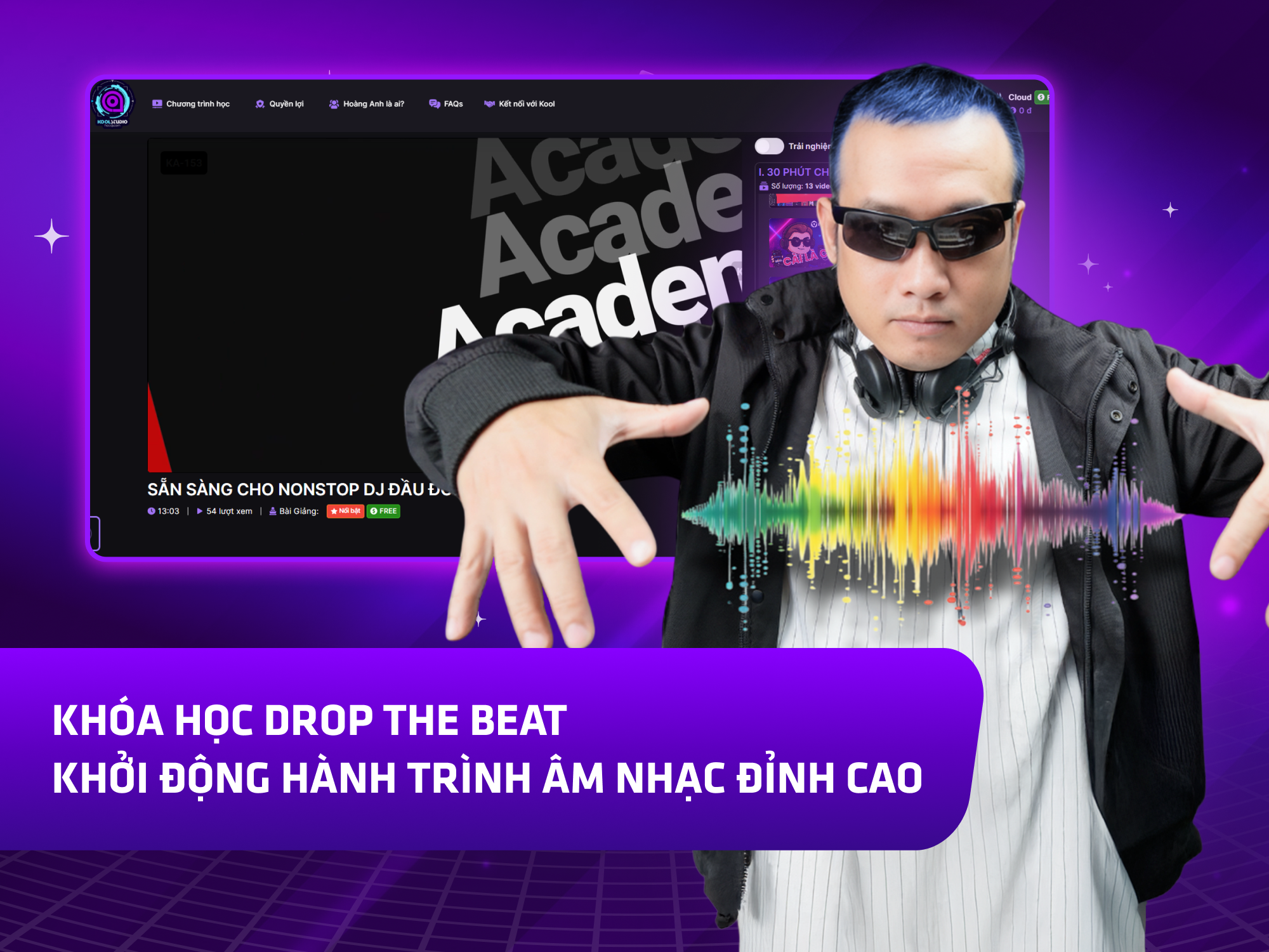Website khoá học Kool Academy vận hành trên MONA eLearning