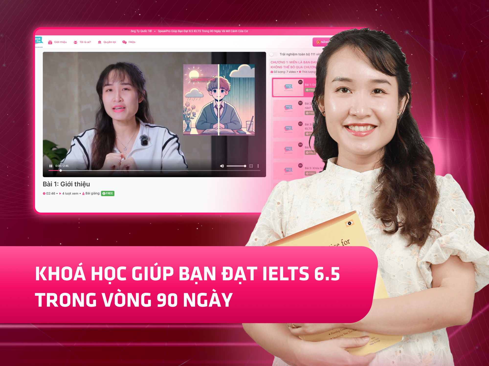 Website khoá học SpeakPro Academy vận hành trên MONA eLearning