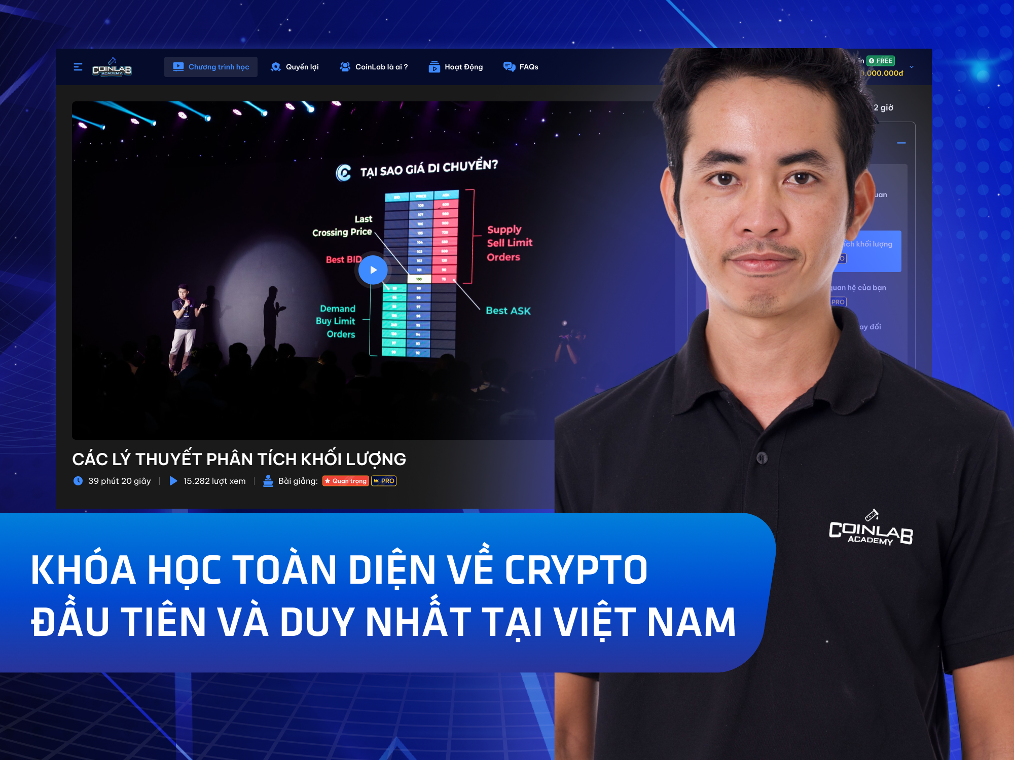 Website khoá học CoinLab Academy vận hành trên MONA eLearning