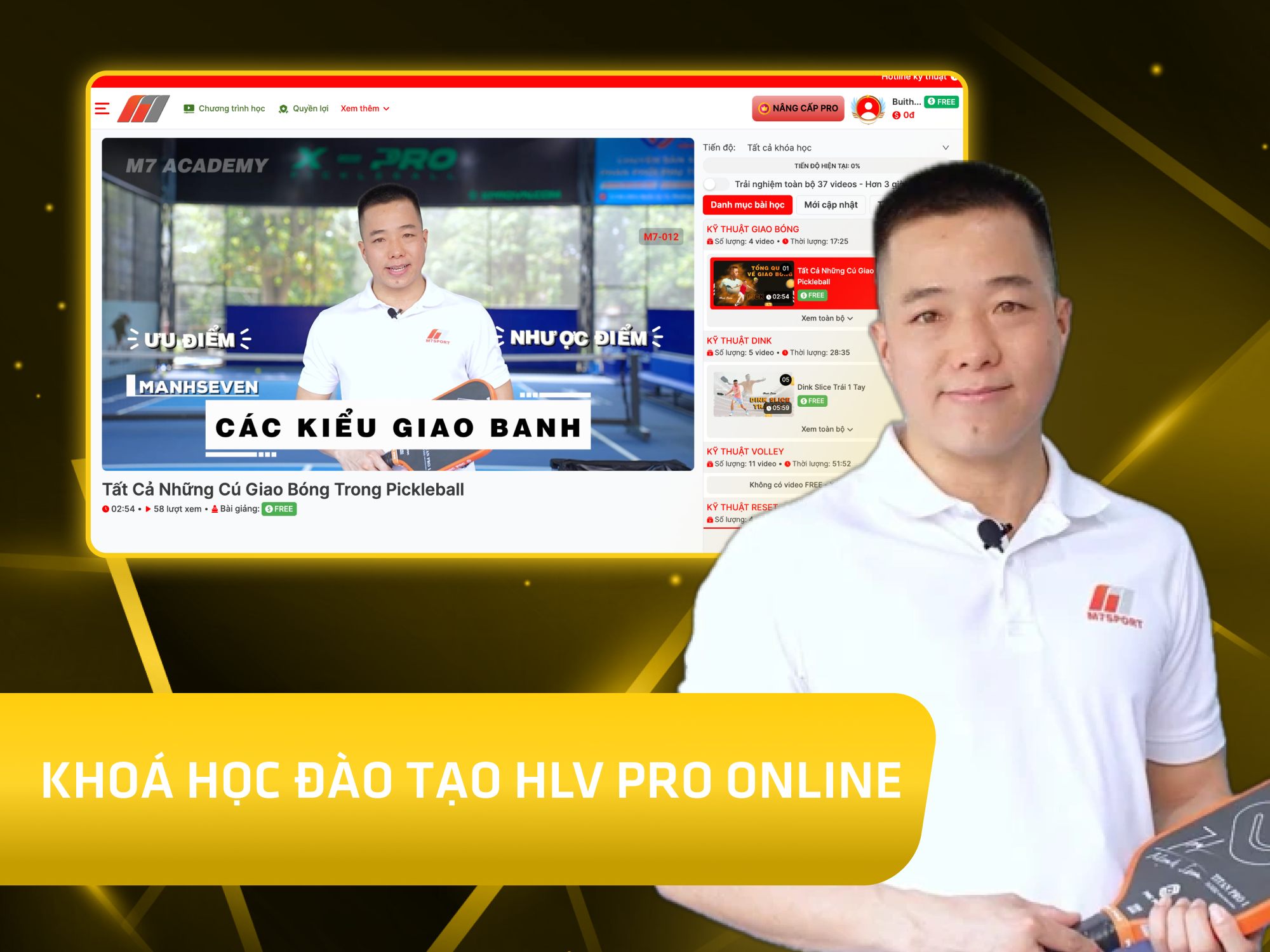 Website khoá học M7 Academy vận hành trên MONA eLearning