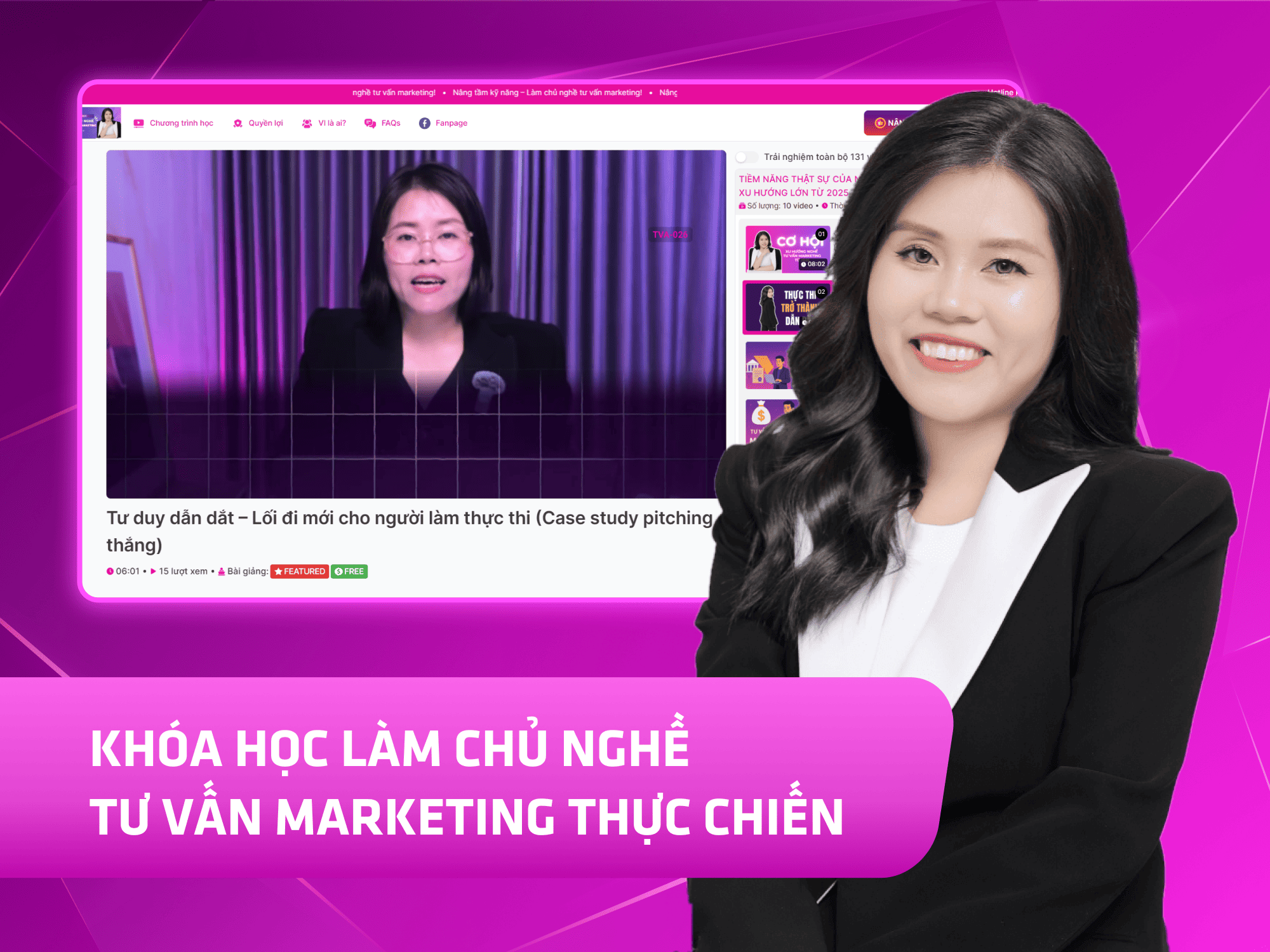 Website khoá học Tường Vi Academy vận hành trên MONA eLearning