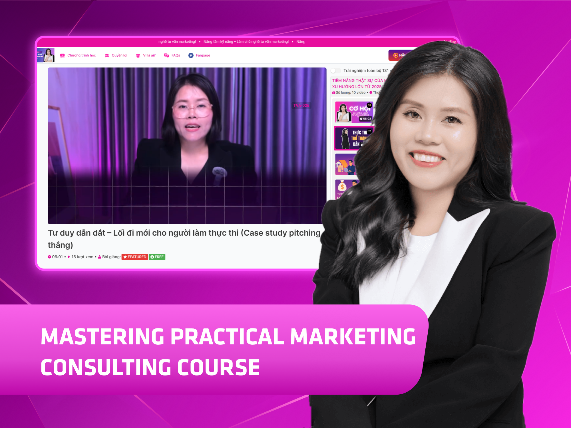 Website khoá học Tường Vi Academy vận hành trên MONA eLearning