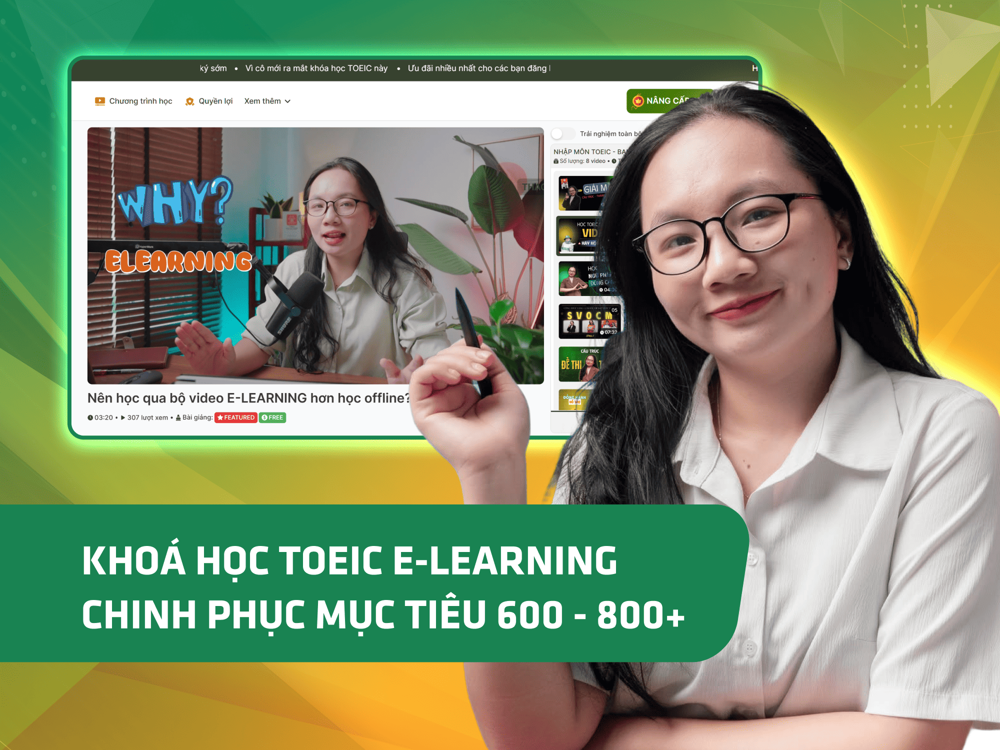 Website khoá học Thảo TOEIC Academy vận hành trên MONA eLearning
