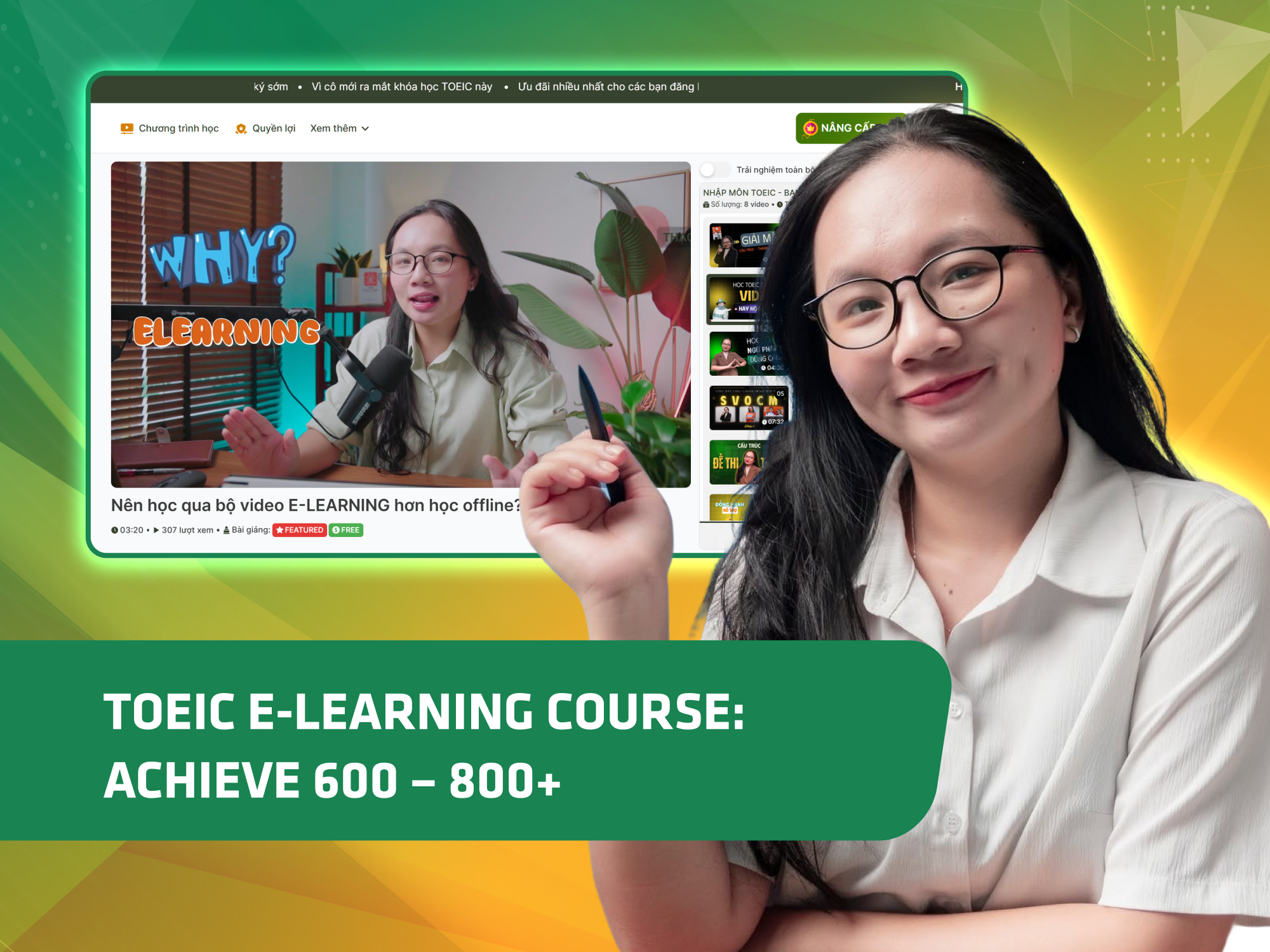 Website khoá học Thảo TOEIC Academy vận hành trên MONA eLearning