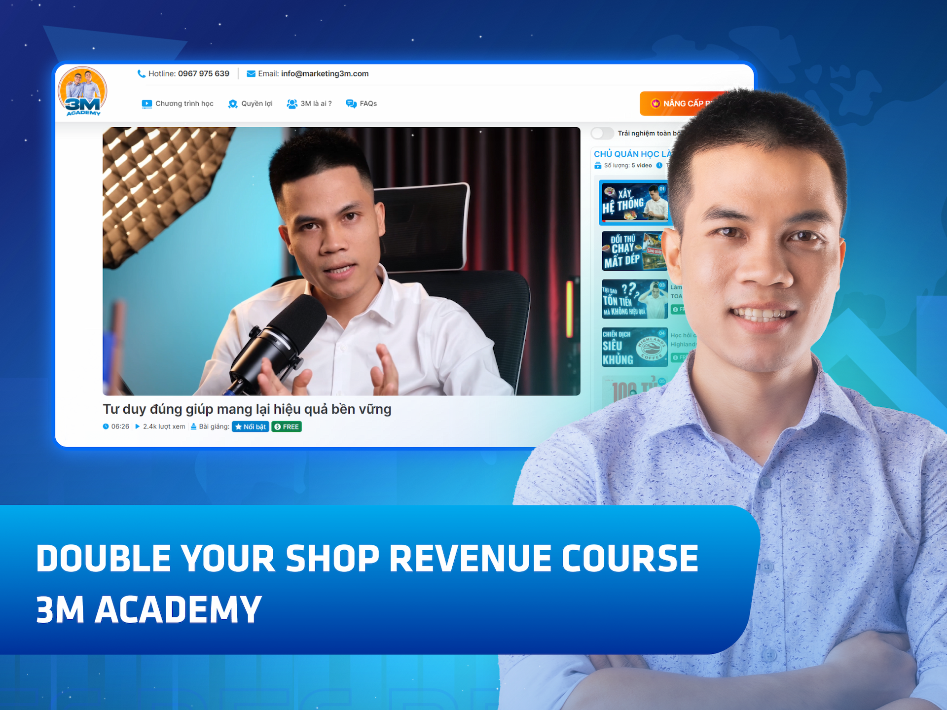 Website khoá học 3M Academy trên MONA eLearning
