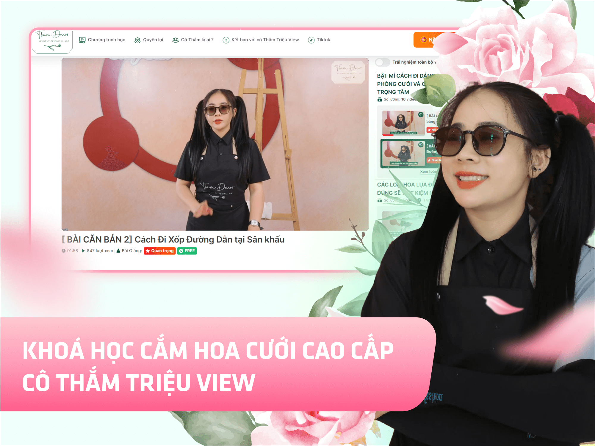 Website khoá học Cô Thắm Triệu View vận hành trên MONA eLearning