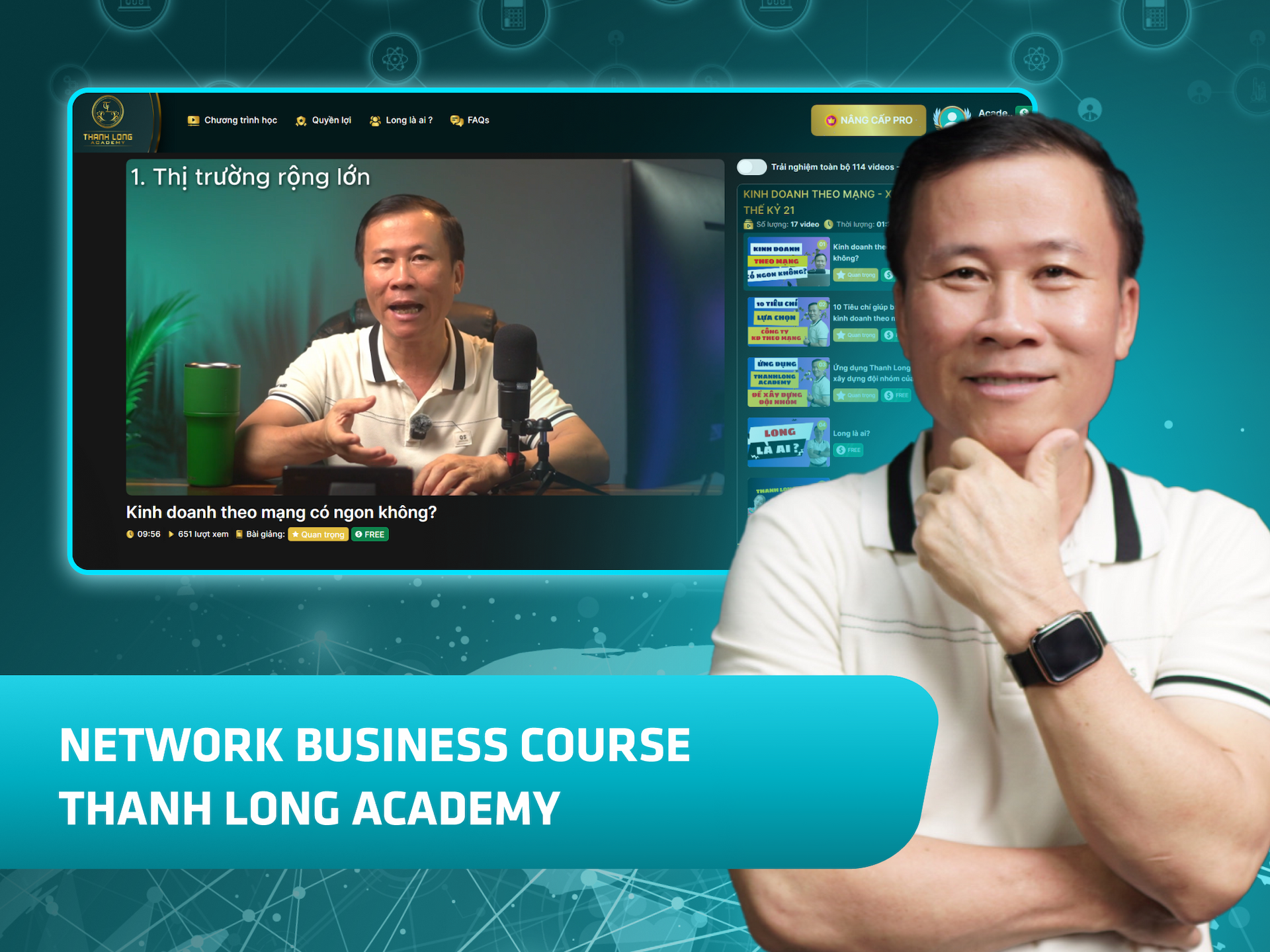 Website khoá học Thanh Long Academy trên MONA eLearning