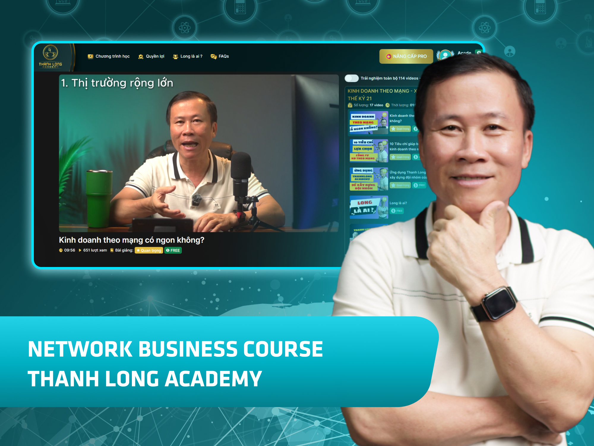 Website khoá học Thanh Long Academy vận hành trên MONA eLearning