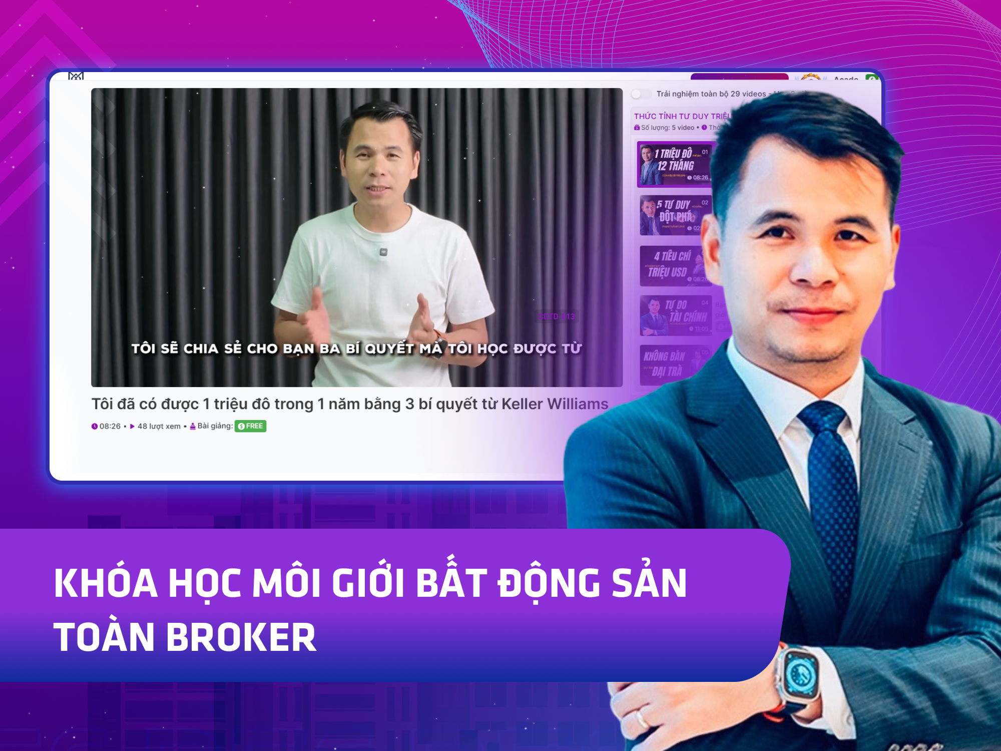 Website khoá học Con Đường Triệu Đô vận hành trên MONA eLearning