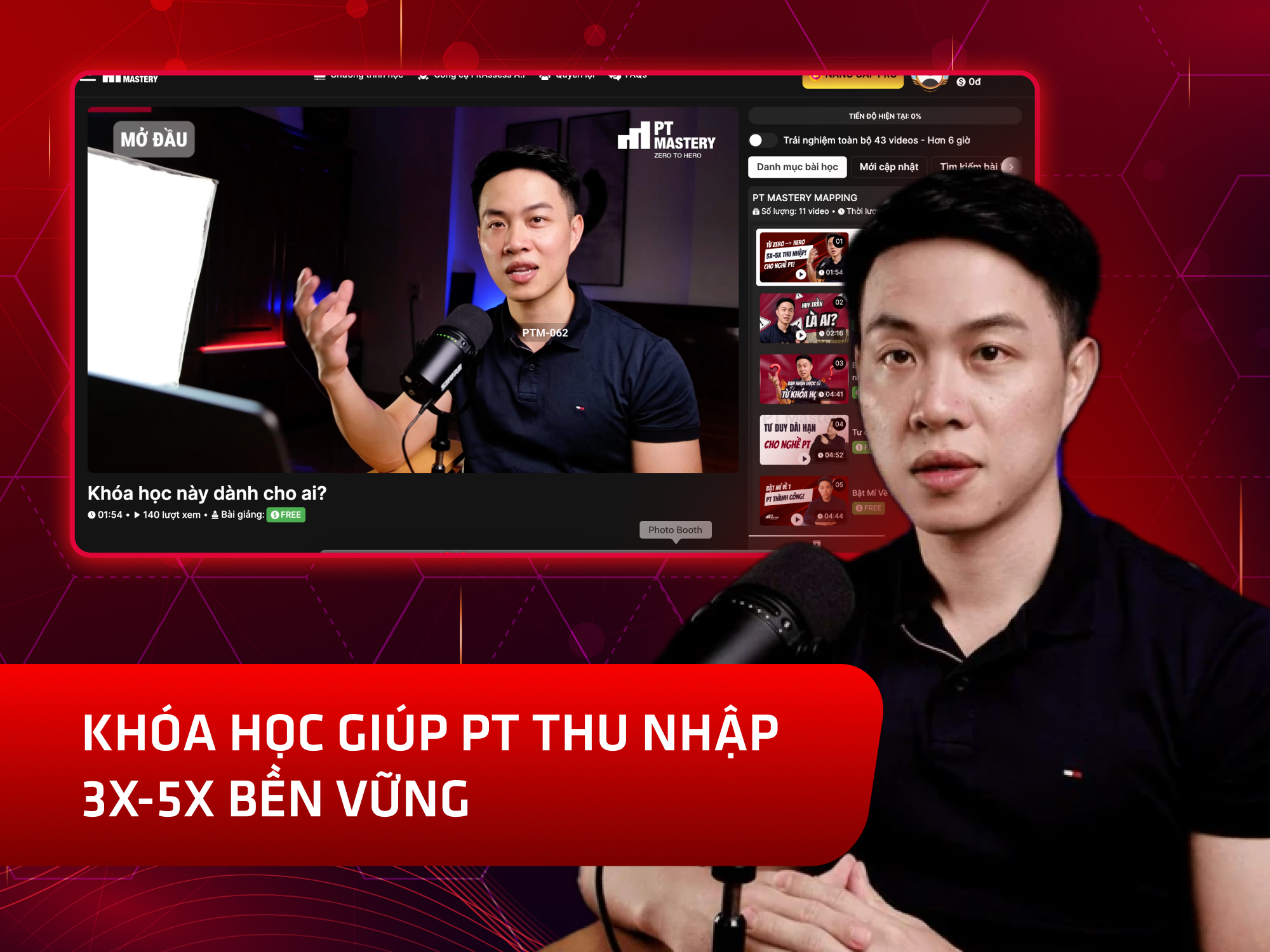 Website khoá học PT Mastery vận hành trên MONA eLearning