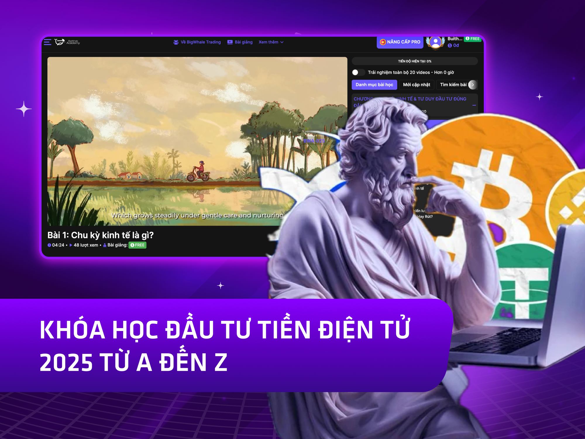 Website khoá học BigWhale Academy vận hành trên MONA eLearning