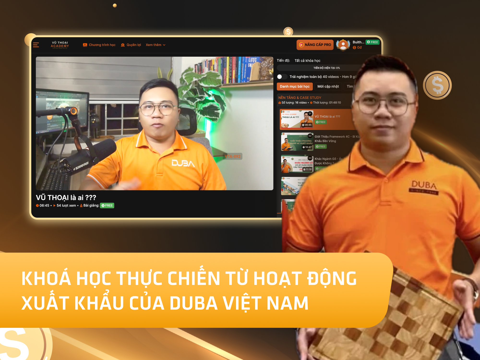 Website khoá học Vũ Thoại Academy vận hành trên MONA eLearning