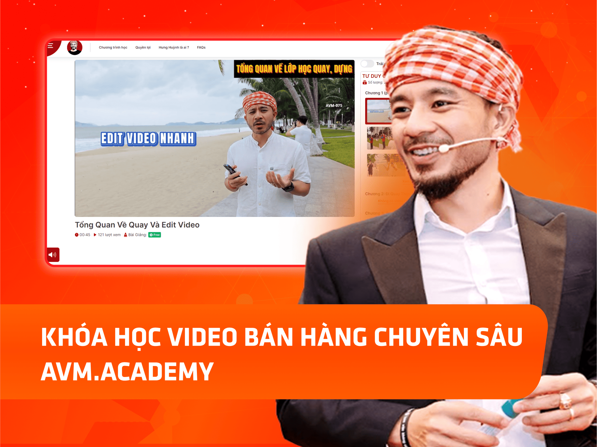 Website khoá học AVM Academy vận hành trên MONA eLearning