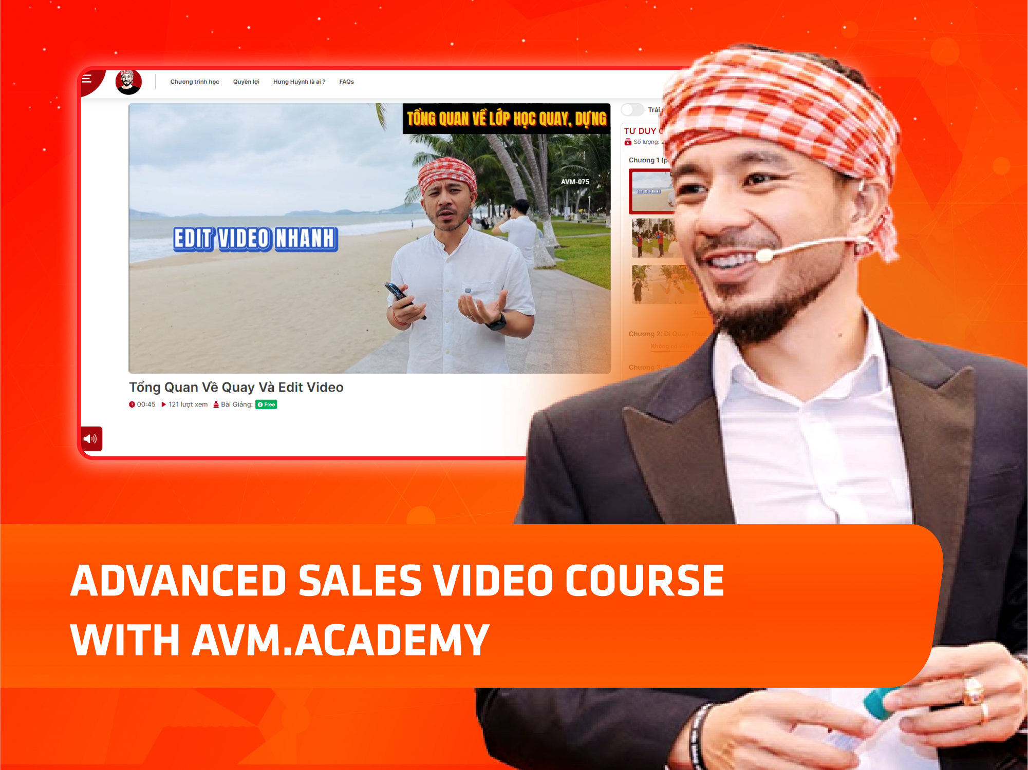 Website khoá học AVM Academy vận hành trên MONA eLearning