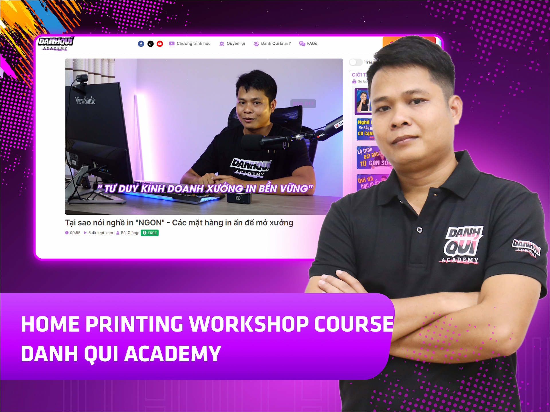 Website khoá học Danh Quí Academy trên MONA eLearning