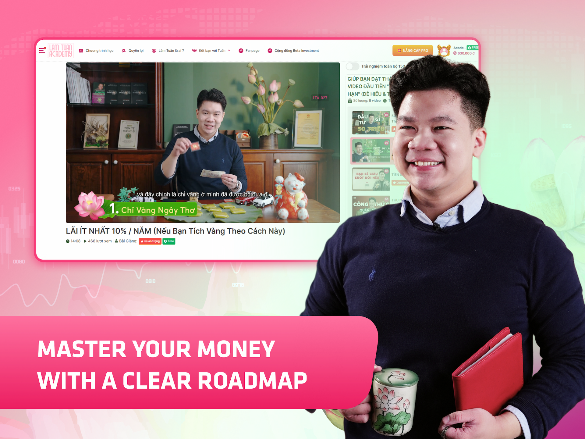Website khoá học Lâm Tuấn Academy trên MONA eLearning