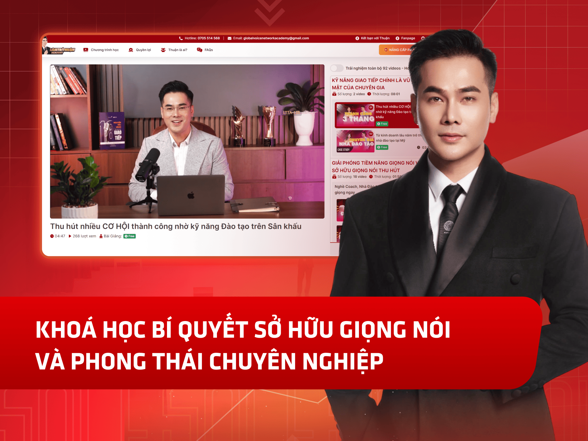 Website khoá học Lâm Trí Thuận Academy vận hành trên MONA eLearning