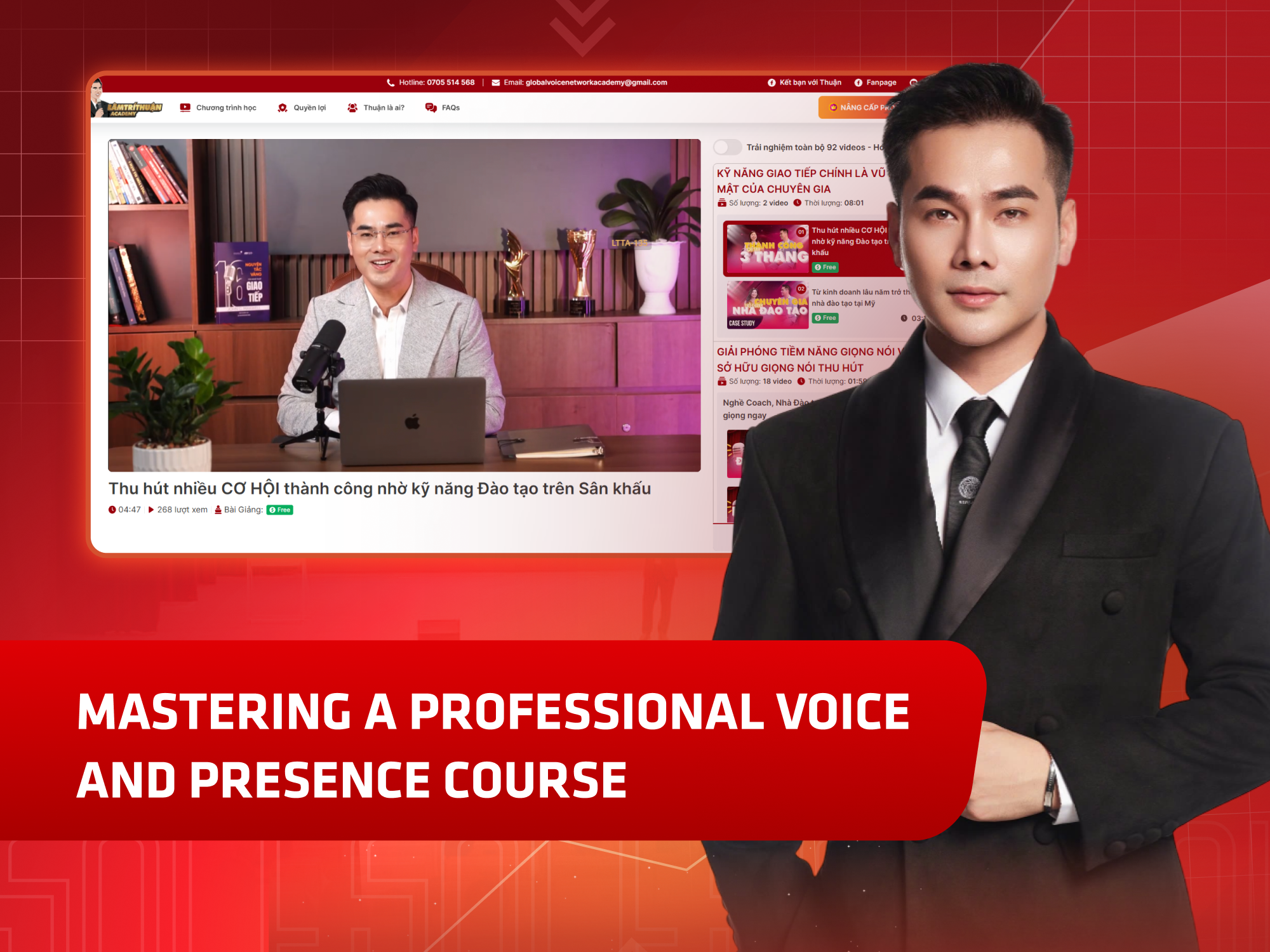 Website khoá học Lâm Trí Thuận Academy vận hành trên MONA eLearning