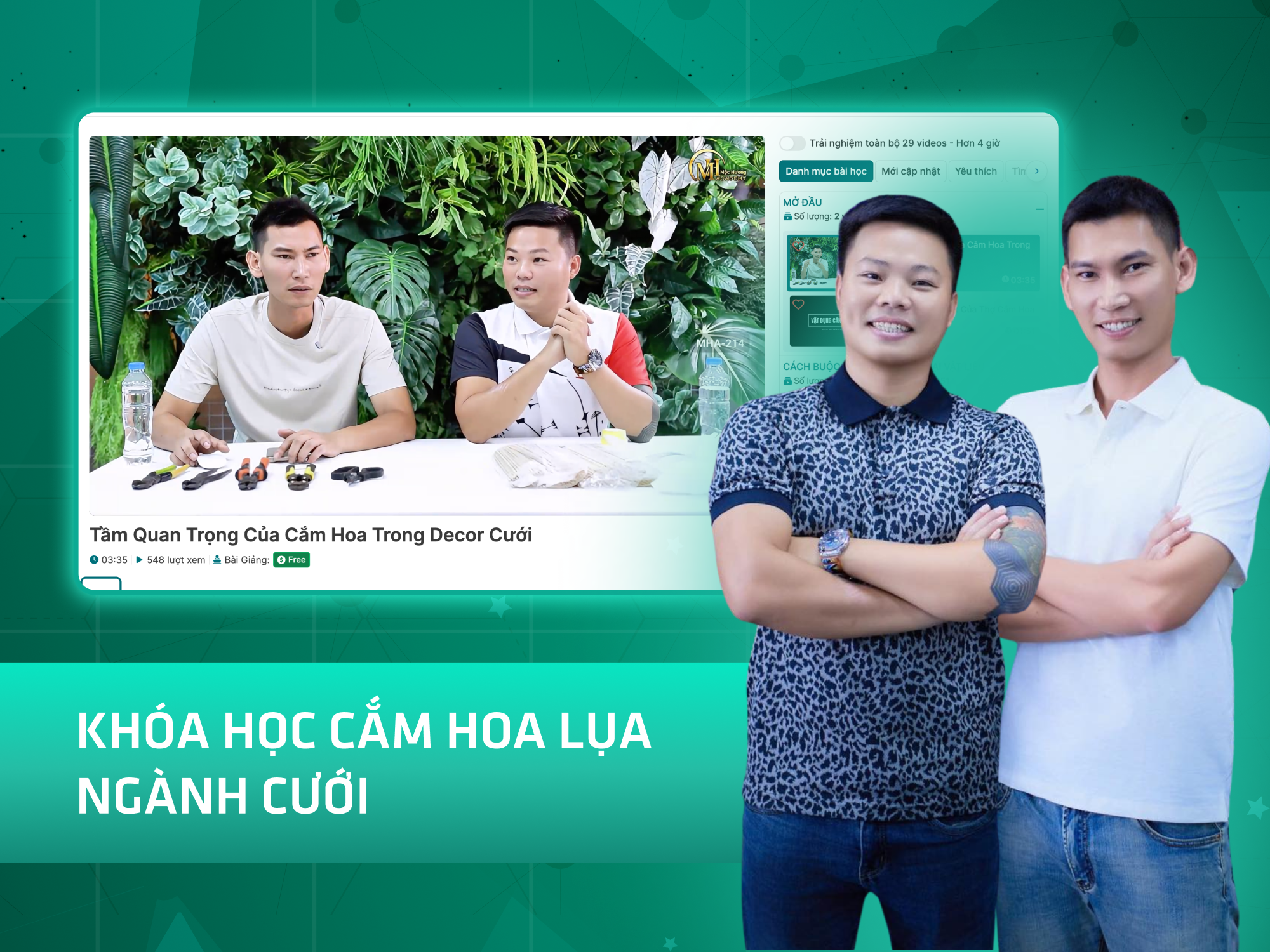 Website khoá học Mộc Hương Academy vận hành trên MONA eLearning