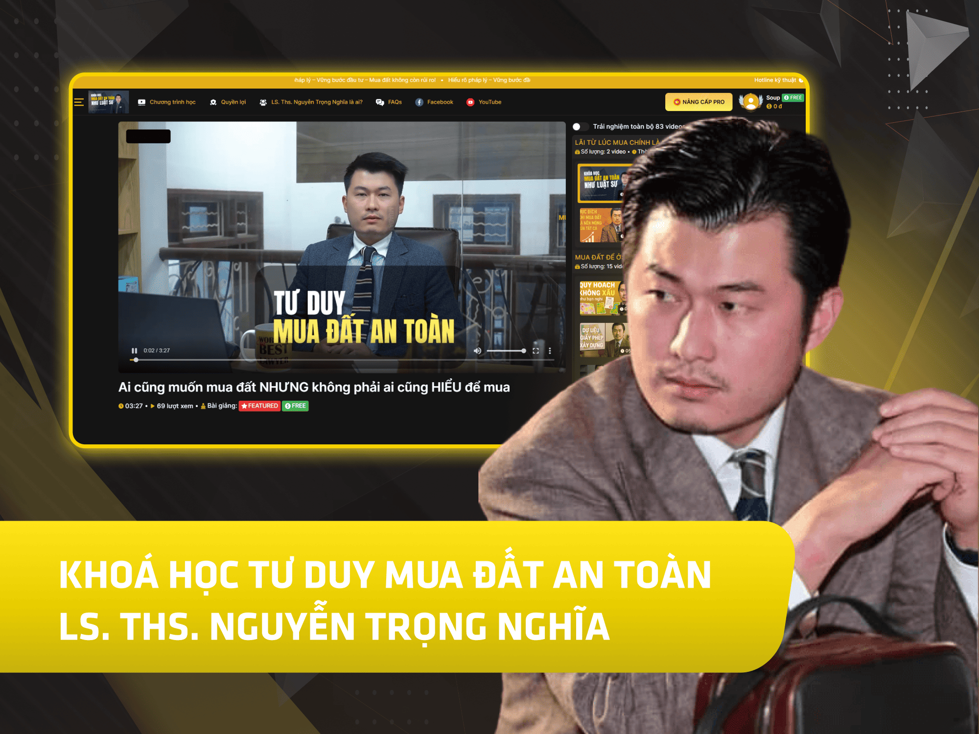 Website khoá học Mua Đất vận hành trên MONA eLearning