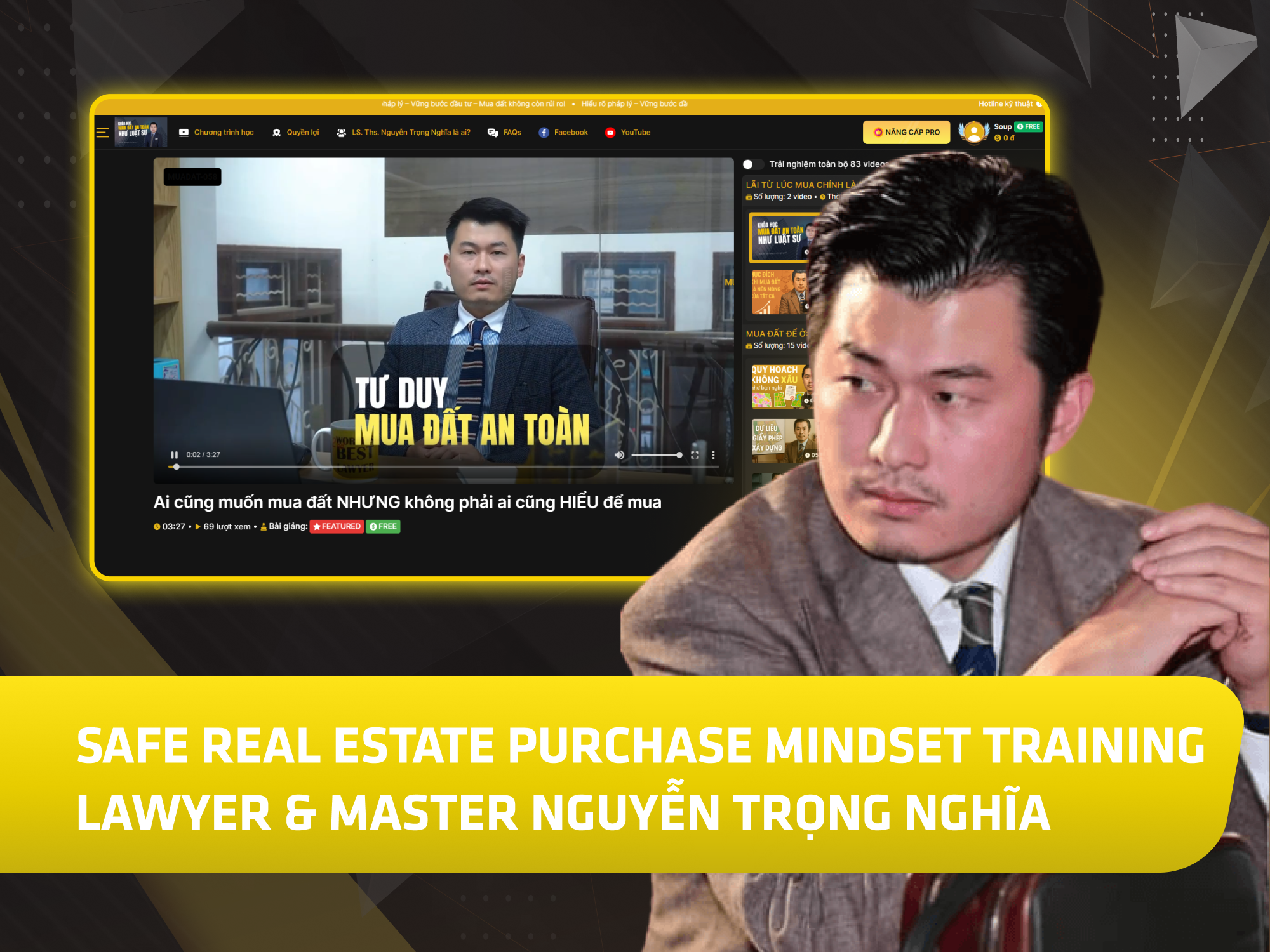 Website khoá học Mua Đất vận hành trên MONA eLearning