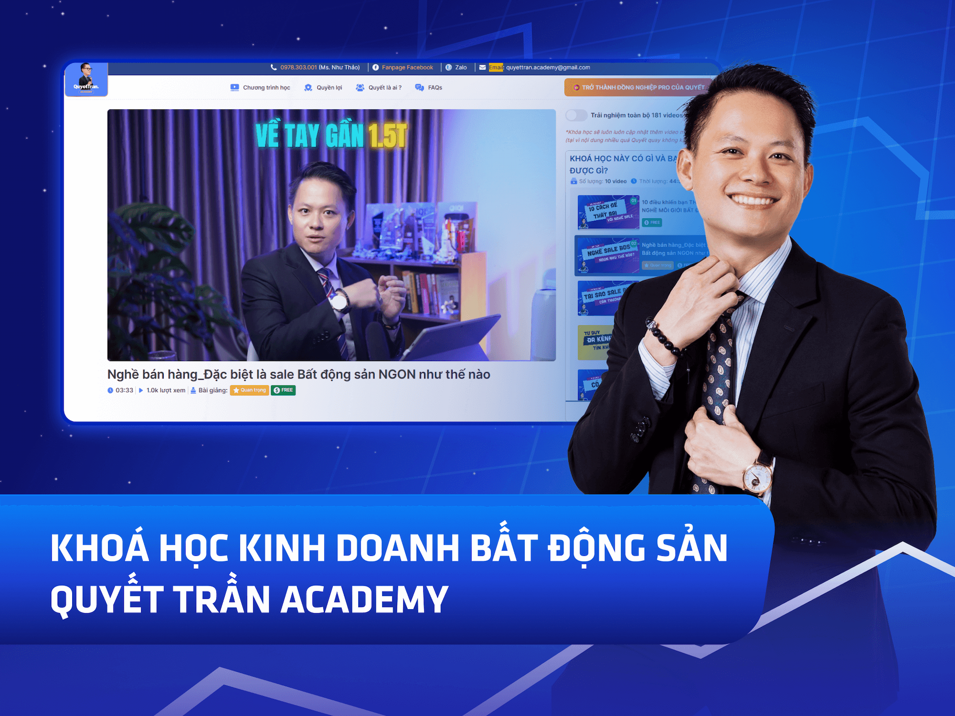 Hình khóa học Khóa Học Sales Bất Động Sản - Quyết Trần Academy trên MONA Academy