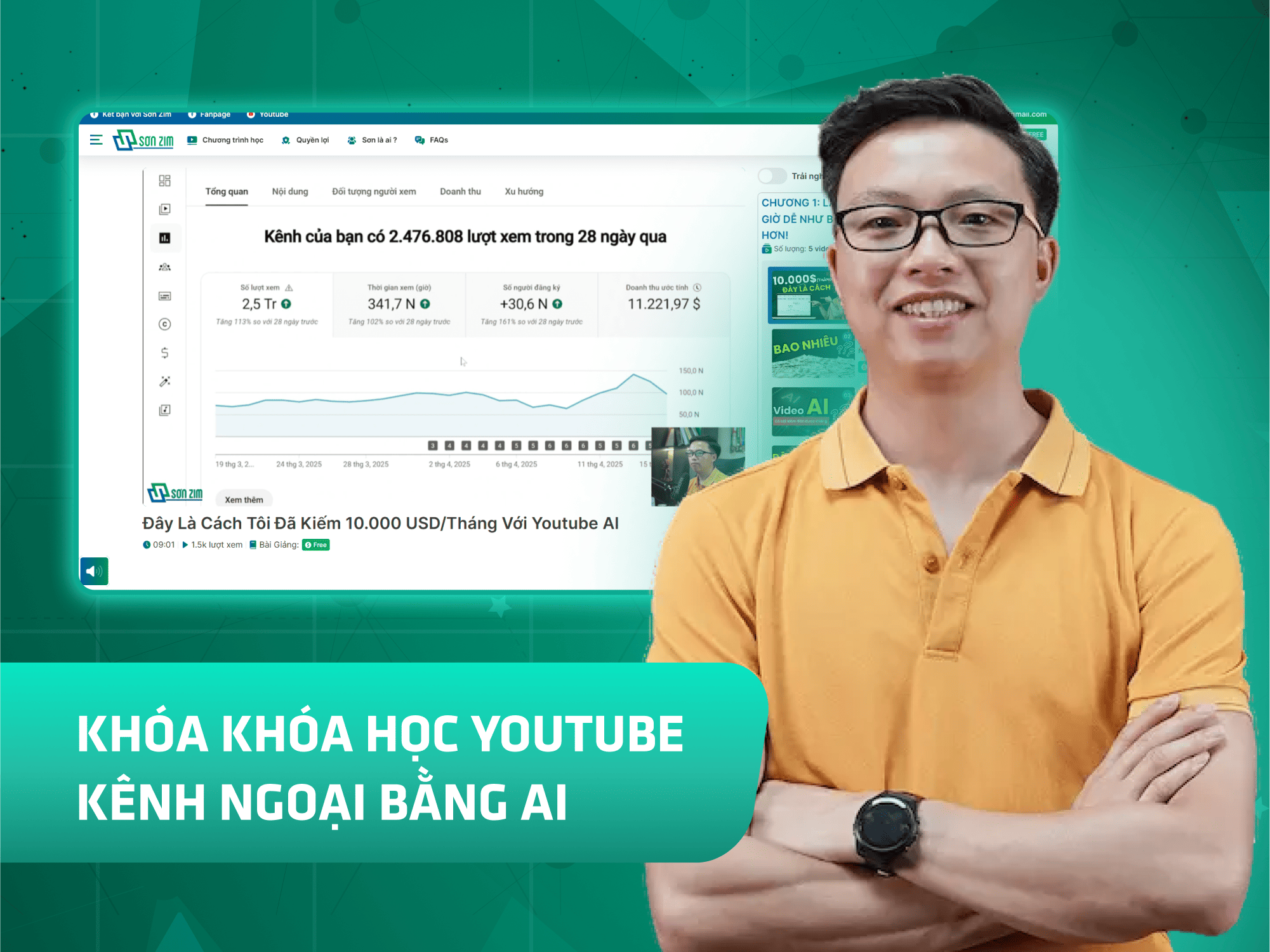 Website khoá học Sơn Zim Academy vận hành trên MONA eLearning