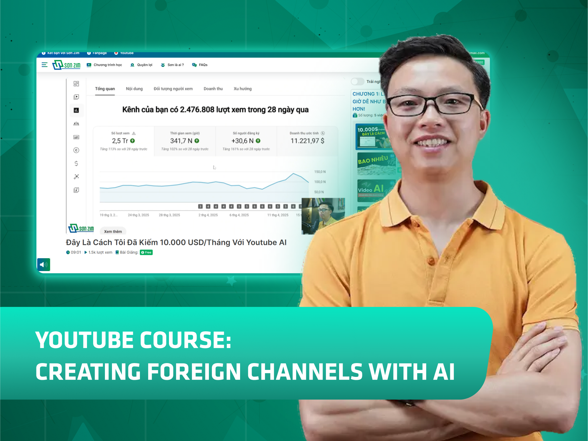 Website khoá học Sơn Zim Academy vận hành trên MONA eLearning