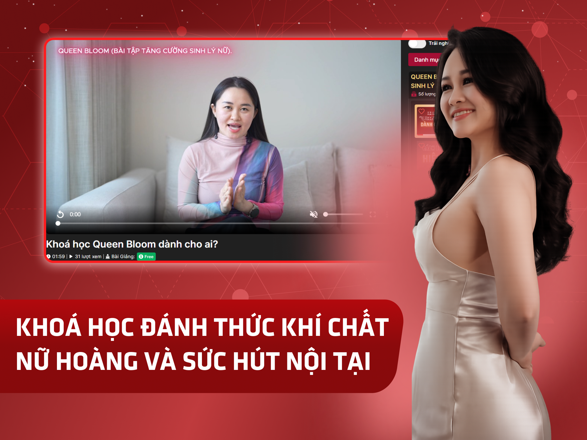 Website khoá học Queen Desire Academy vận hành trên MONA eLearning