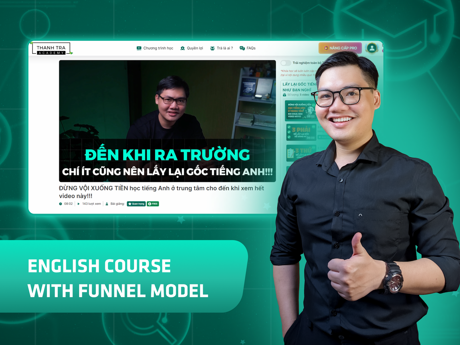 Website khoá học Thanh Trà Academy trên MONA eLearning