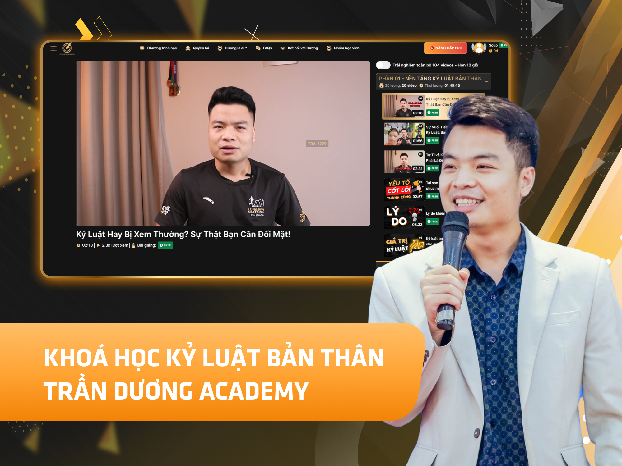 Website khoá học Trần Dương Academy vận hành trên MONA eLearning