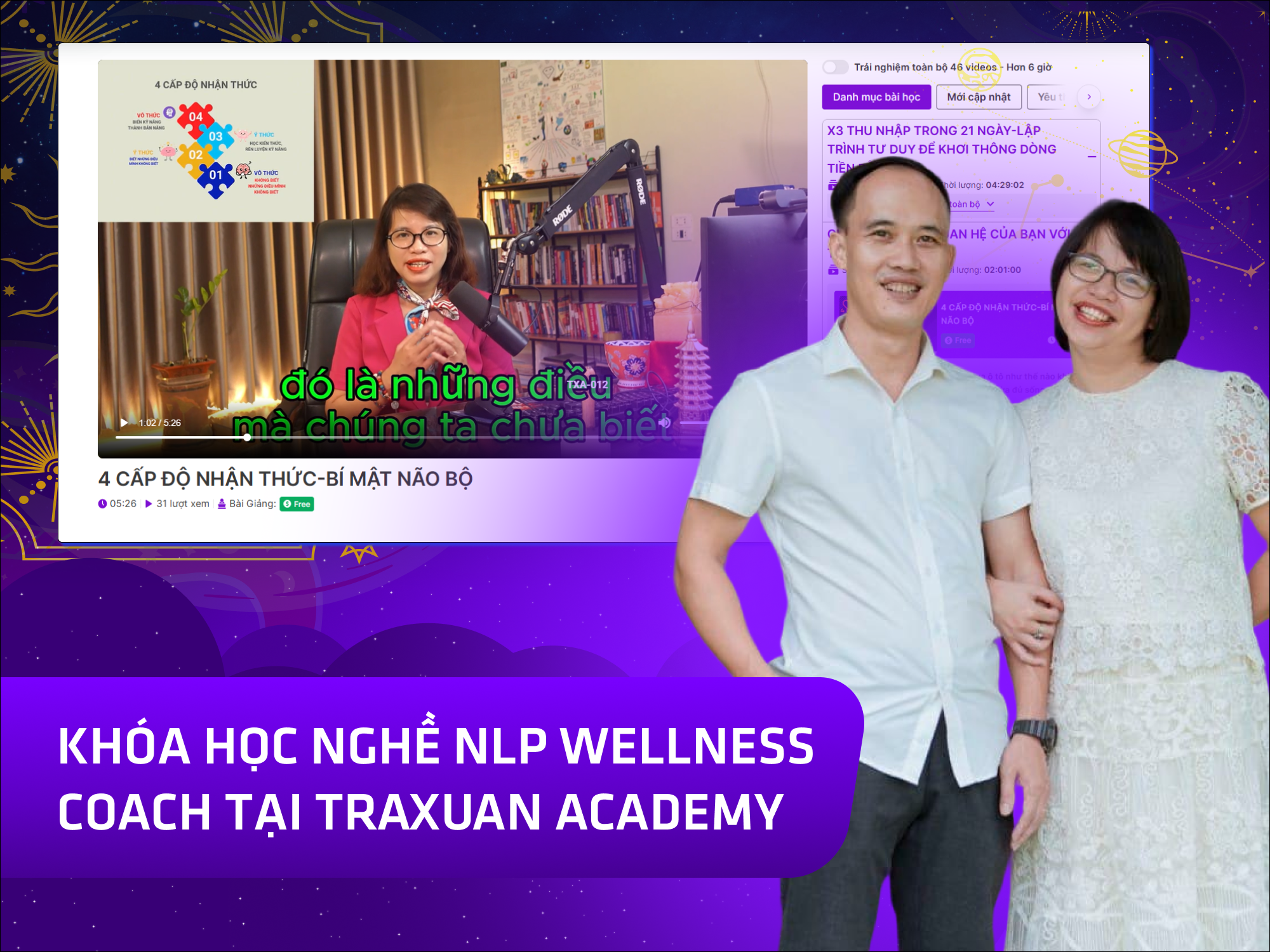 Website khoá học TraXuan Academy vận hành trên MONA eLearning