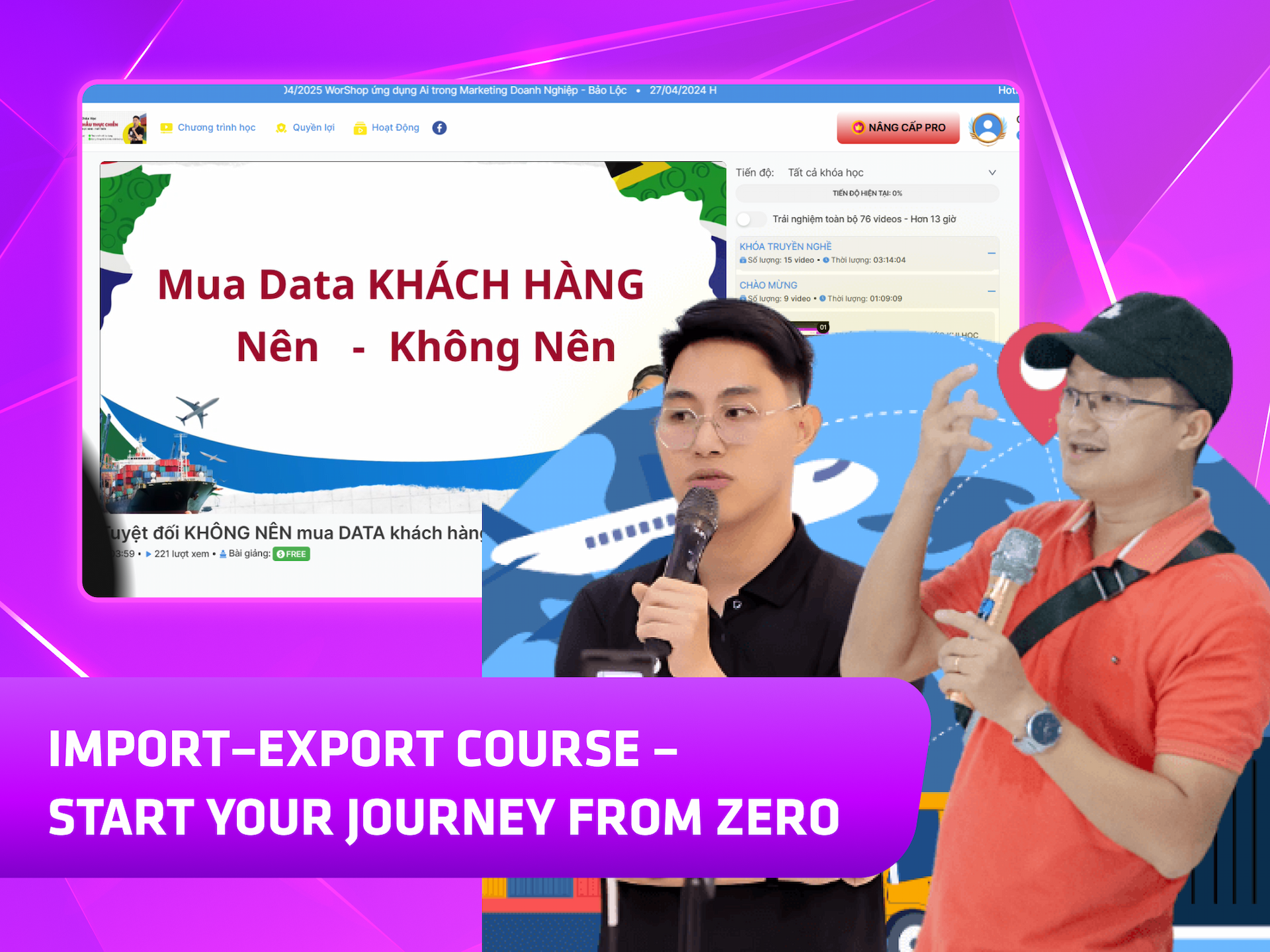 Website khoá học XNK Academy trên MONA eLearning
