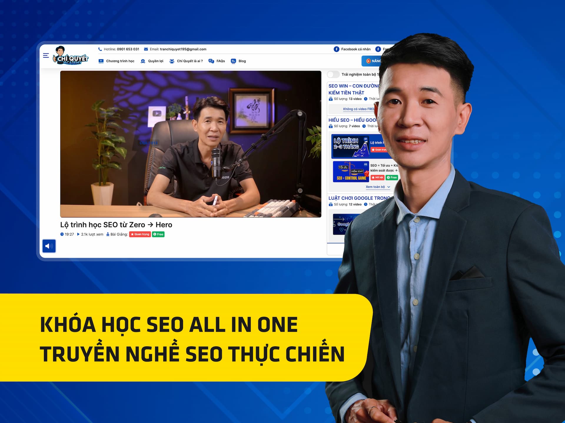Website khoá học Chí Quyết Academy trên MONA eLearning