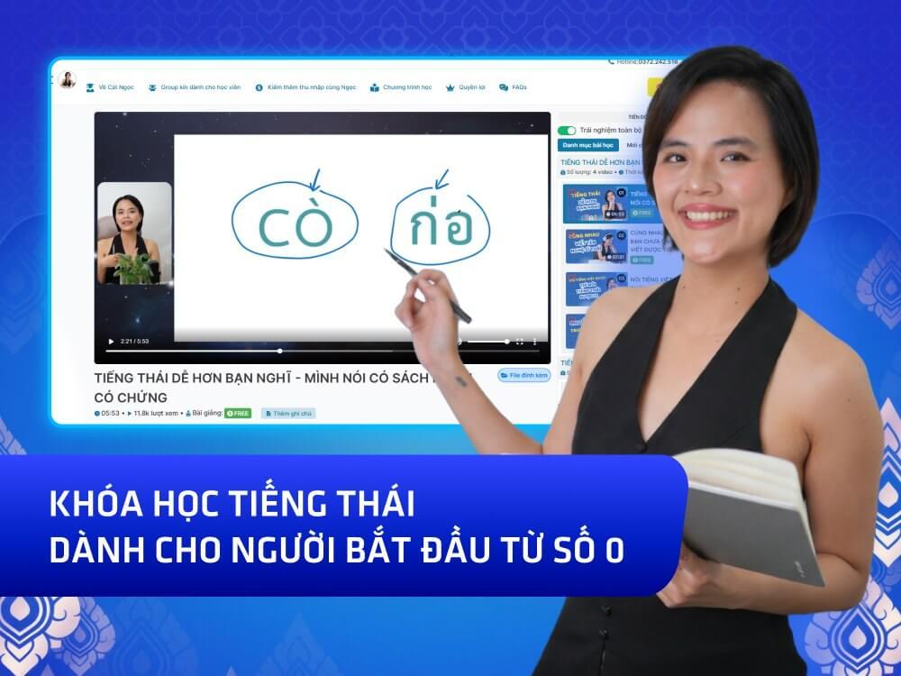 Website khoá học Cát Ngọc Tiếng Thái vận hành trên Mona Academy